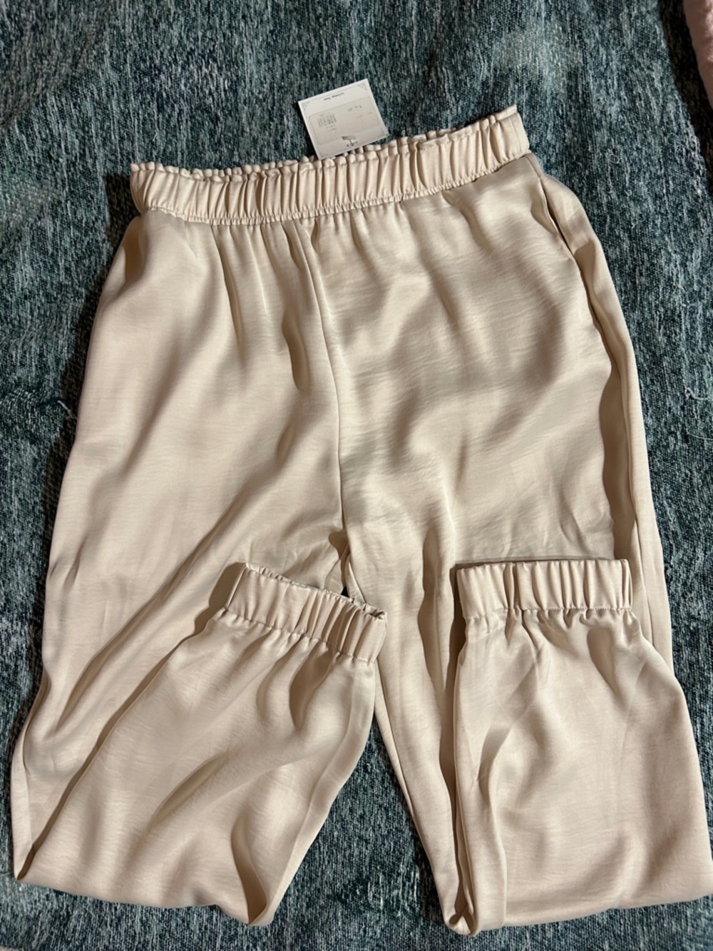 Mustard Seed Cream Elastic-Waist Jogger Pants